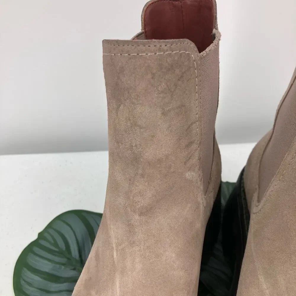 Gianni Bini GB The Change Re-New Tan Suede Leather Chelsea Ankle Heel Boot Shoes